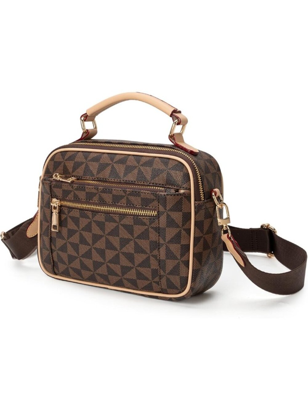 Stylish Multi-Pocket Vegan Leather Crossbody Bag for Women | Triple Compartment